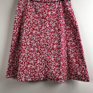 Christopher & Banks Red Pink White Floral A-Line Lined Skirt women’s 12